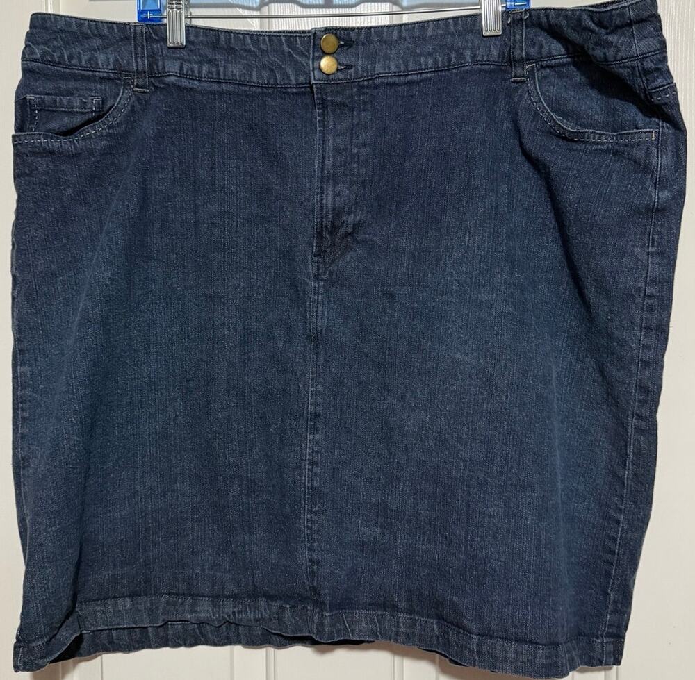 JMS Just My Size Women's Dark Blue Demin Skirt Zip & Button Closure Size 3X